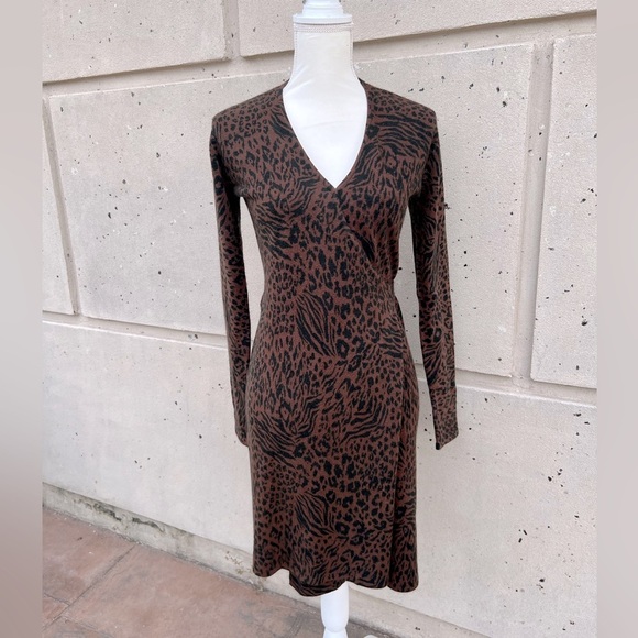 Leopard Print V-Neck Dress - Picture 1 of 11